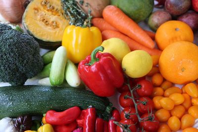 Close-up of multi colored bell peppers