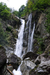 View of waterfall in forest