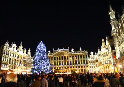 Tourists at night