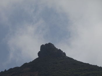 Low angle view of cliff against sky