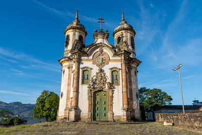 Low angle view of old building against sky