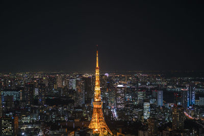 Illuminated city at night