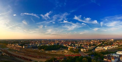 High angle view of townscape against sky