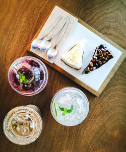 High angle view of food on table