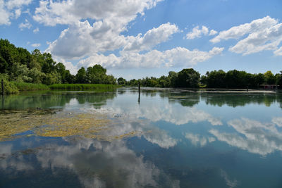 Scenic view of lake against sky