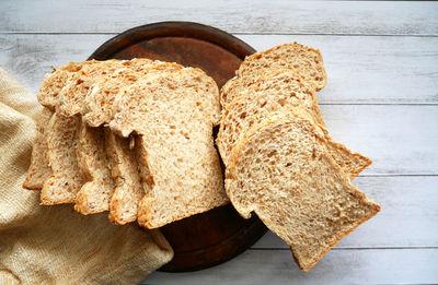 High angle view of breakfast on table