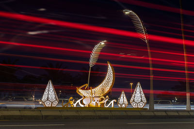 Beautiful ramadan decoration with lights at doha corniche road