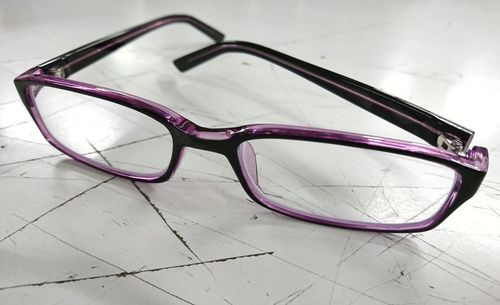 High angle view of eyeglasses
