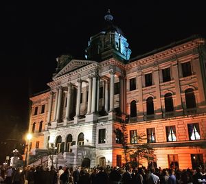 Low angle view of building at night