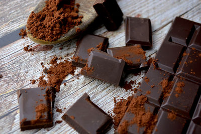 Close-up of chocolate cake on table