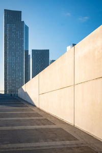 View of modern buildings against clear sky