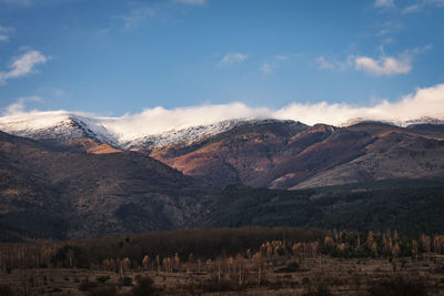 Scenic view of mountains against sky