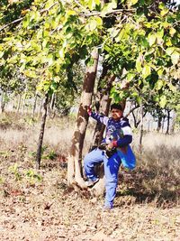 People on field in forest