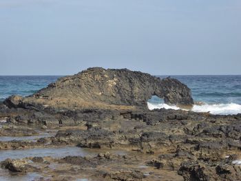 Scenic view of sea against clear sky