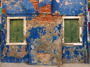 Close-up of old weathered building murano 