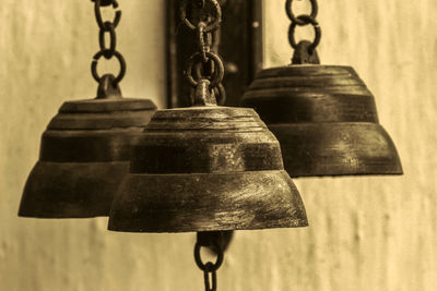 Close-up of metal hanging outdoors