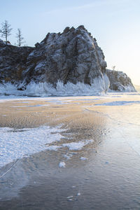 Scenic view of frozen sea against sky