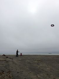 Rear view of man standing on beach