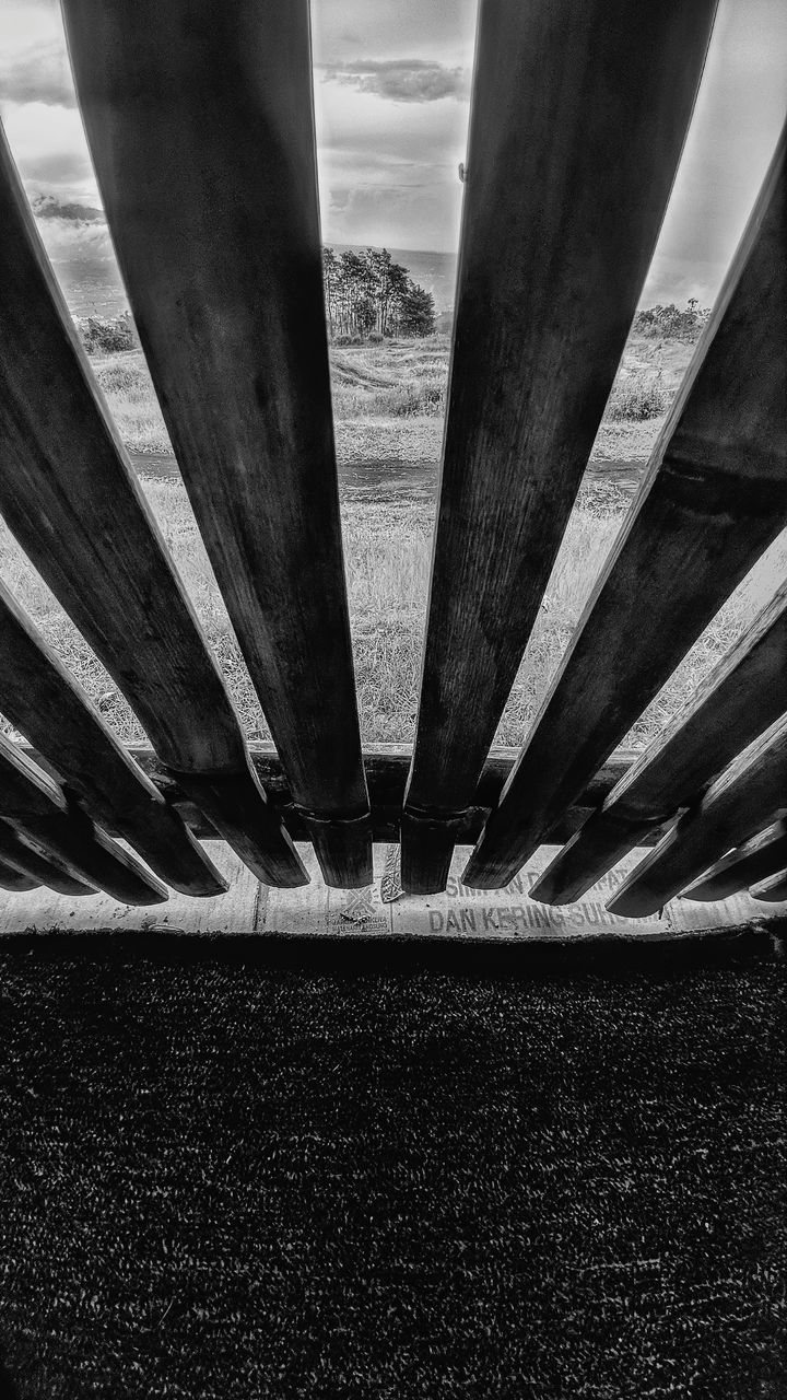 HIGH ANGLE VIEW OF BRIDGE AGAINST CLOUDY SKY