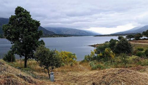 Scenic view of lake against sky