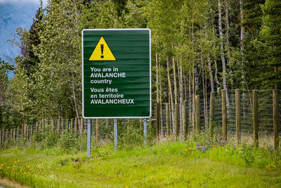 Information sign on field