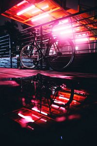 Close-up of illuminated bicycle