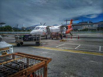 View of airport runway against sky