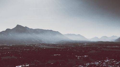 Scenic view of mountains against clear sky