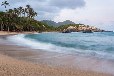 Scenic view of beach against sky