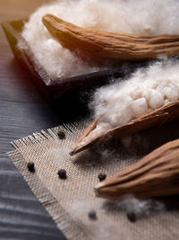 Close-up of food on table