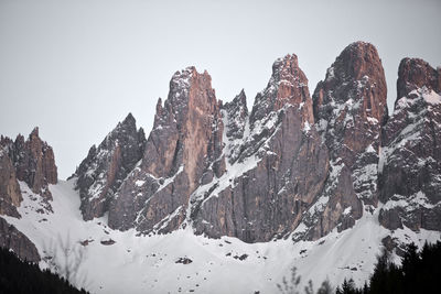 Panoramic view of snowcapped mountains against clear sky