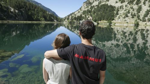 Scenic view of lake and mountains