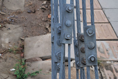 Close-up of old metal gate