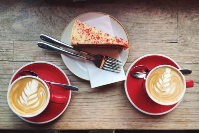 Coffee and cake on table