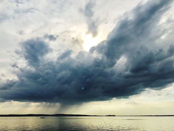 Scenic view of sea against dramatic sky