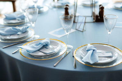 Close-up of place setting on table