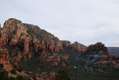 Rock formations on landscape against sky