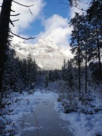 Snow covered mountain against sky
