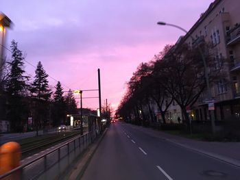 View of street at sunset