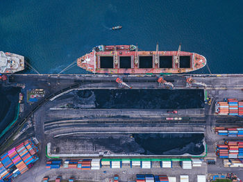 High angle view of buildings in city