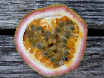 Close-up of orange slices on table