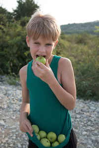 Boy holding ice cream