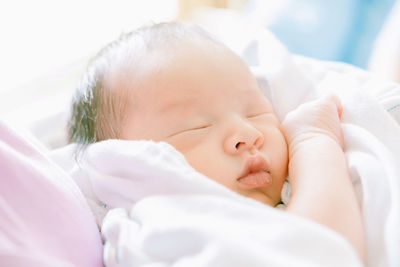 Close-up of baby sleeping