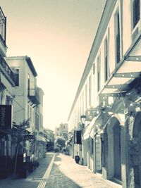 Narrow alley along buildings