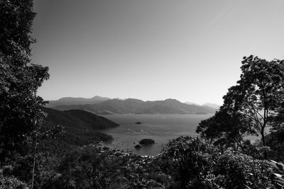 Scenic view of mountains against clear sky