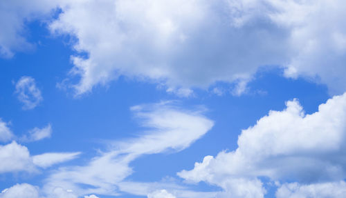 Low angle view of clouds in blue sky