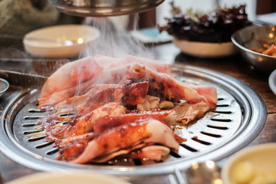 Close-up of meat in plate