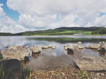 Panoramic view of lake against sky