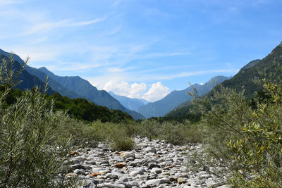 Scenic view of mountains against sky