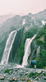 Scenic view of waterfall